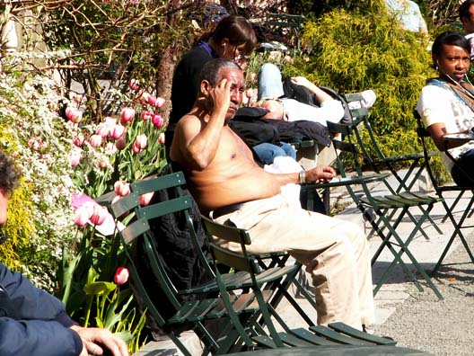 גם בפארק בניו יורק מורידים חולצה כשחם מידי